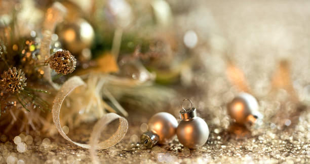 istock Christmas Gold Baubles Background 1349859321