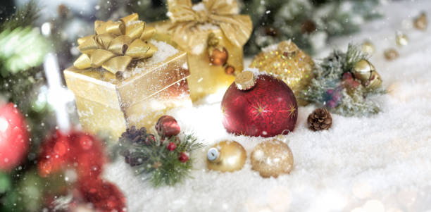 istock Christmas Gifts and Ornaments Background 1349860186