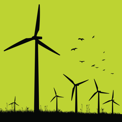Windmills with green background.