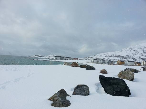 istock Natural view of snowing shore in arctic Norway 1349873717
