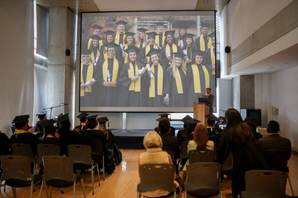 Professor giving a commencement speech in a graduation ceremony Professor giving a commencement speech in a graduation ceremony - education concepts 2025 UBC Public Scholars Award stock pictures, royalty-free photos & images