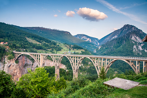 Popular landmark,loved by Zipline tourists and hikers.Set amongst beautiful mountains and summer scenery and blue sunny skies in the north of Montenegro.