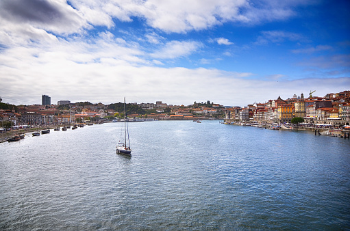 The Porto and the Douro river with the boat in Portugal
