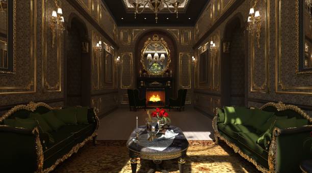 istock Luxury classic living room interior 3d illustration 1349883524