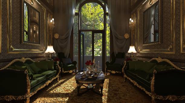 istock Luxury classic living room interior 3d illustration 1349883565