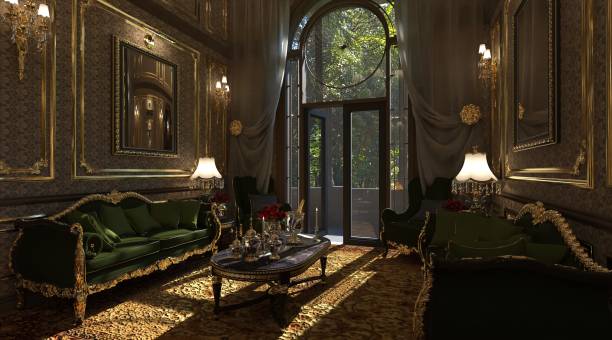 istock Luxury classic living room interior 3d illustration 1349883569