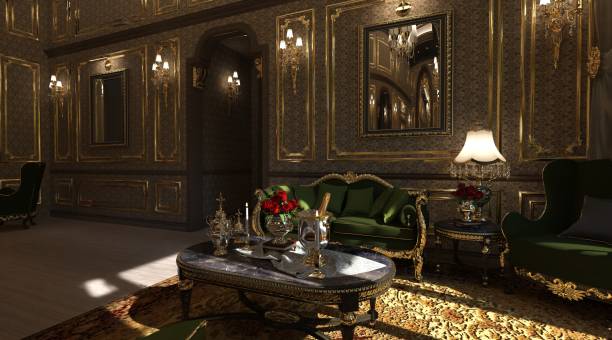 istock Luxury classic living room interior 3d illustration 1349883597