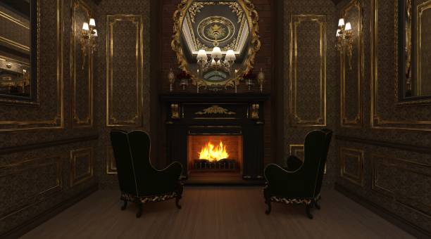 istock Luxury classic living room interior 3d illustration 1349883611