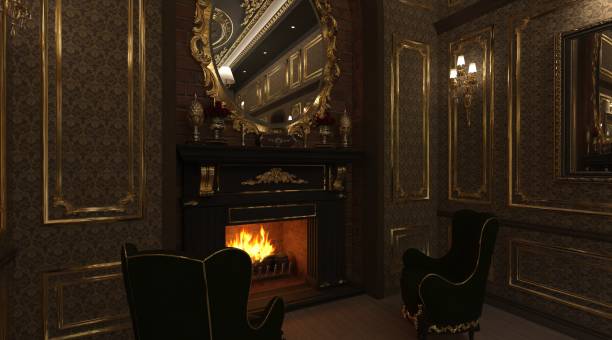 istock Luxury classic living room interior 3d illustration 1349883623