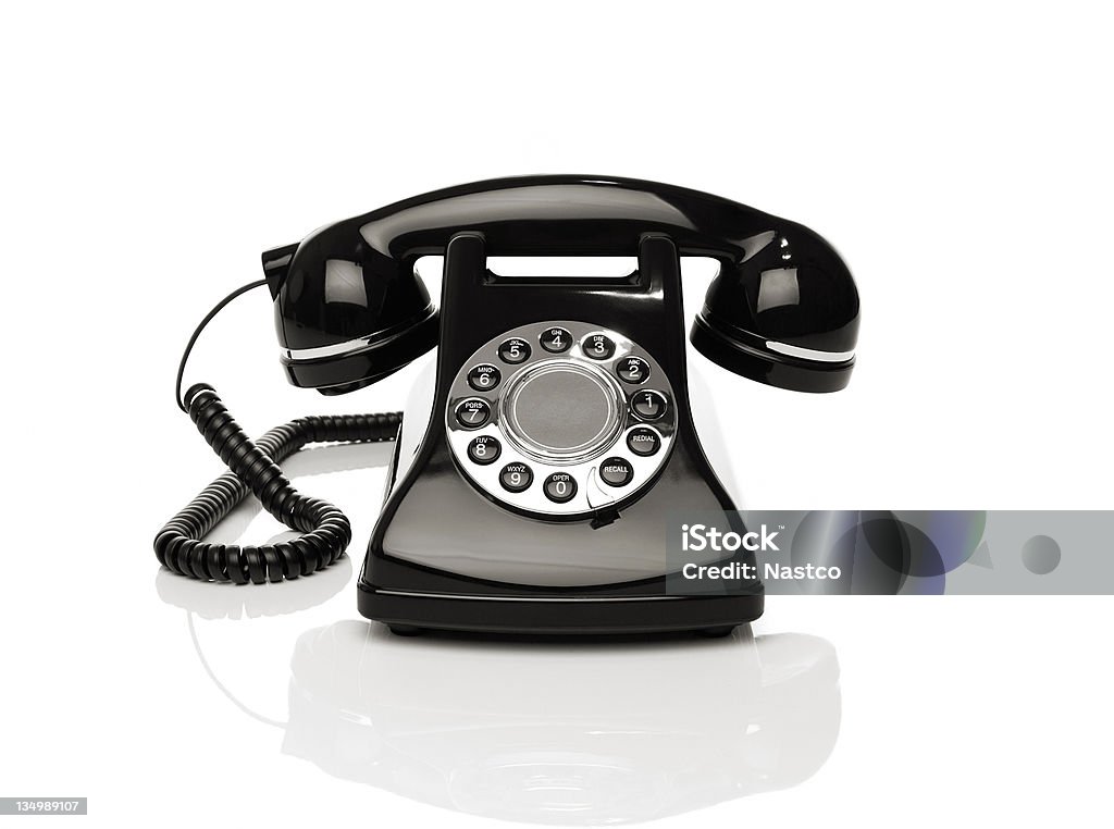 Vintage telefon na białym tle - Zbiór zdjęć royalty-free (Antyczny)