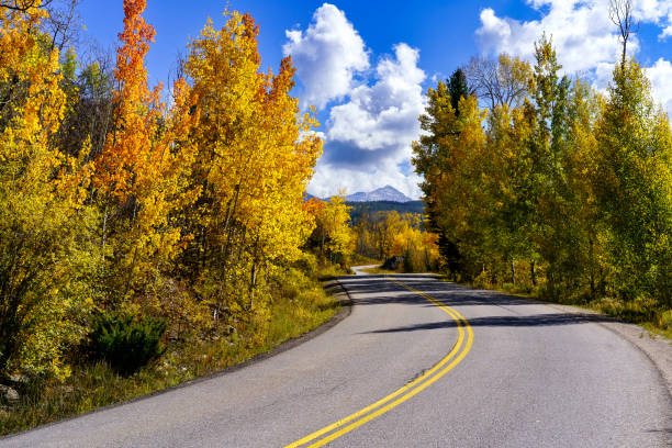 istock Autumn Mountain Curving Road Through Aspen Trees 1349891490
