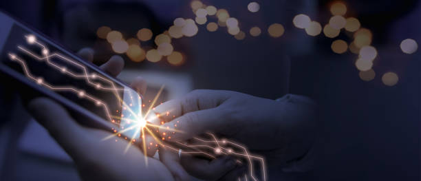 istock Hand using cellphone for woldwide data technology communication is futuristic smartphone internet media and social network connect global information together concept 1349898614