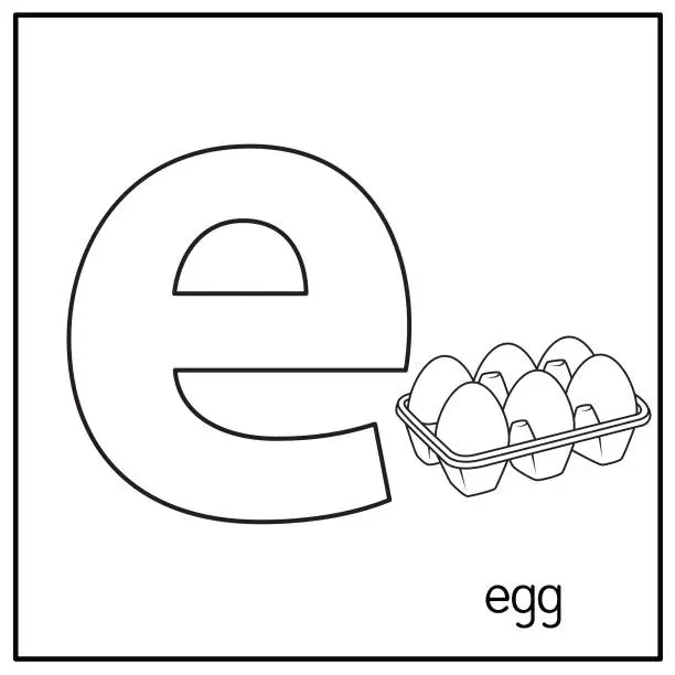 Vector illustration of Vector illustration of Egg with alphabet letter E Lower case  for children learning practice ABC