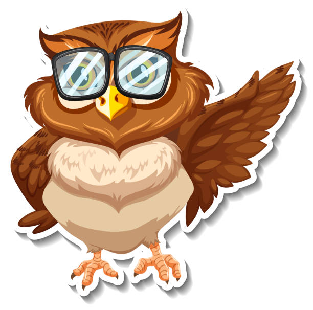istock Owl bird wearing glasses animal cartoon sticker 1349901948