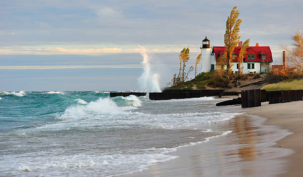 istock lavender Dawn Point Betsie lighthouse, Michigan USA 134990317