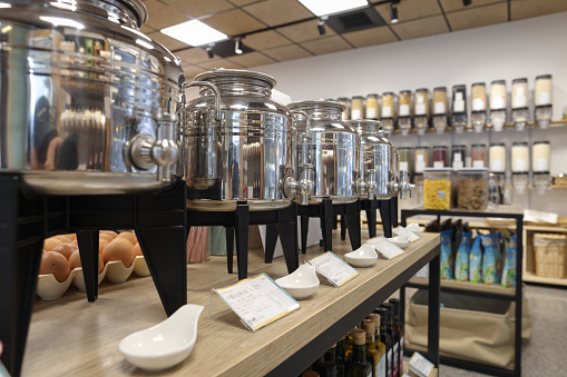 Customer's perspective to browse merchandise on display in eco-friendly stores