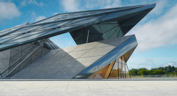 istock Contemporary triangle shape design building exterior 1349905243