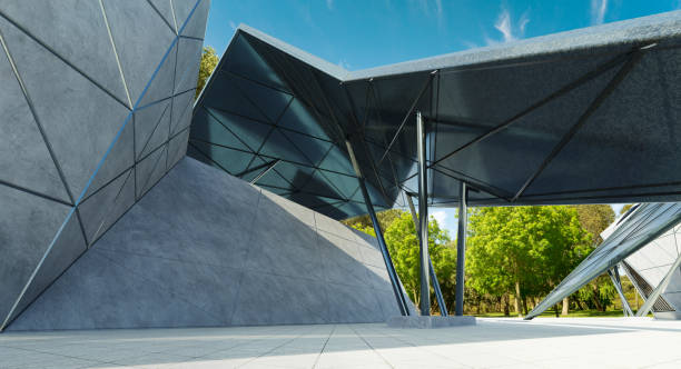 istock Contemporary triangle shape design building exterior 1349905289