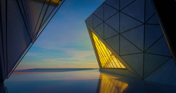 istock Contemporary triangle shape design building exterior 1349906063