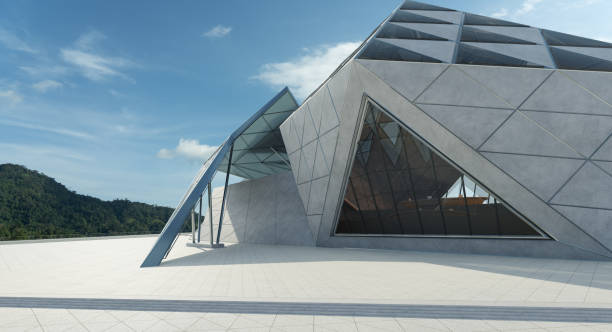 istock Contemporary triangle shape design building exterior 1349906102