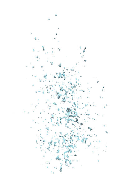 istock Water splash in blue translucent color, isolated on white background 3D illustration 1349908822