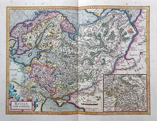 Russia maps of 1595 stock photo