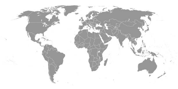 politische weltkarte - jedes land auf einer separaten ebene - world map map vector countries stock-grafiken, -clipart, -cartoons und -symbole