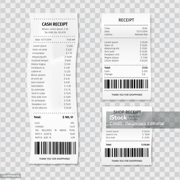 Bar Code For Recipte Shop Receipt Vector Realistic 3d Paper Set With Barcode Closeup ...