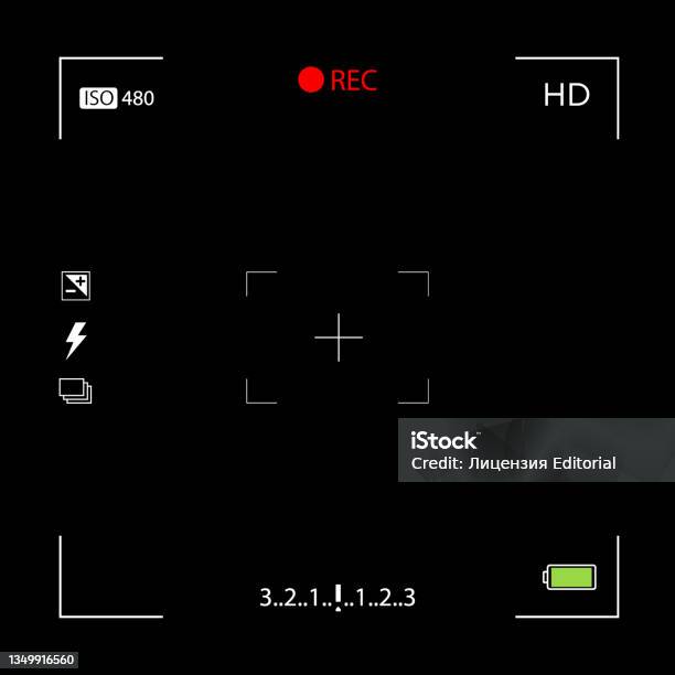 Ilustración de Cámara De Vídeo Clásica Pantalla De Enfoque Y Plantilla De Visor Ilustración Vectorial Eps 10 y más Vectores Libres de Derechos de Cámara de vídeo