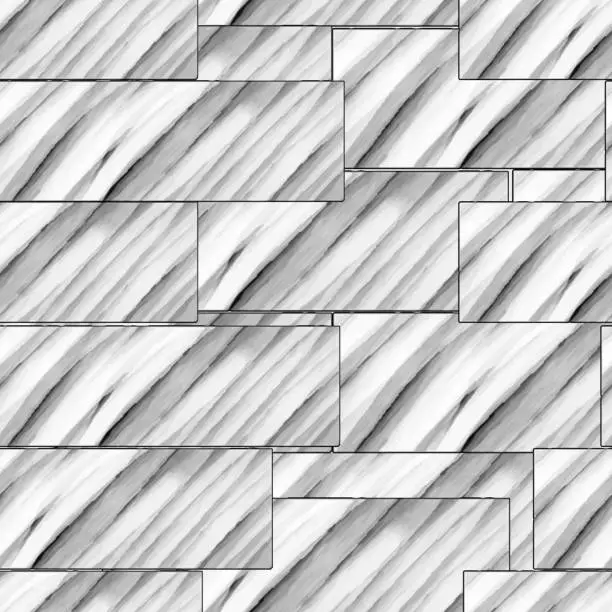 Vector illustration of wall made of natural stone vector seamless pattern. Marble blocks ceramic tiles for walls and floors. Natural background wall cladding with granite, slate, onyx, dolomite, sandstone, travertine.