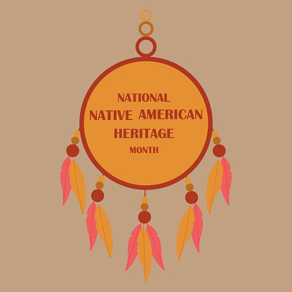 National Native American Heritage Month concept. Stylized dream catcher. Banner, poster, brochure, flyer, greeting card, invitation template. Celebrated annually on November.