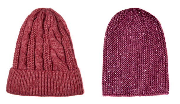 istock Women's hat . knitted hat isolated on white background.red hat 1349920239