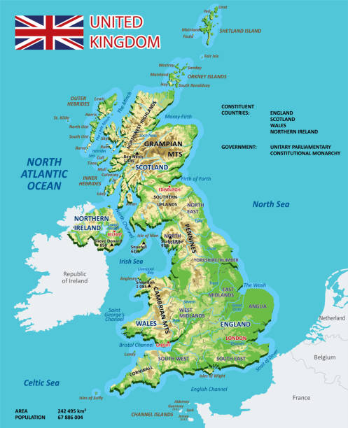 istock Physical map of the United Kingdom 1349921137