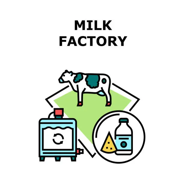 Vector illustration of Milk Factory Vector Concept Color Illustration