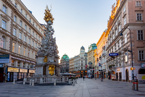 Plague Column on Graben street in center of Vienna, Austria