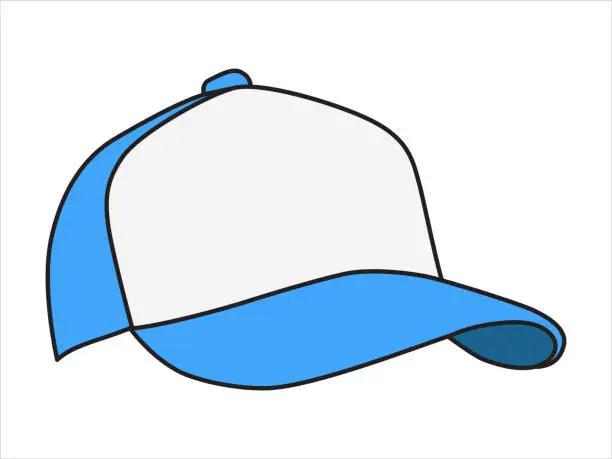 Vector illustration of Blue baseball cap in angles view front.