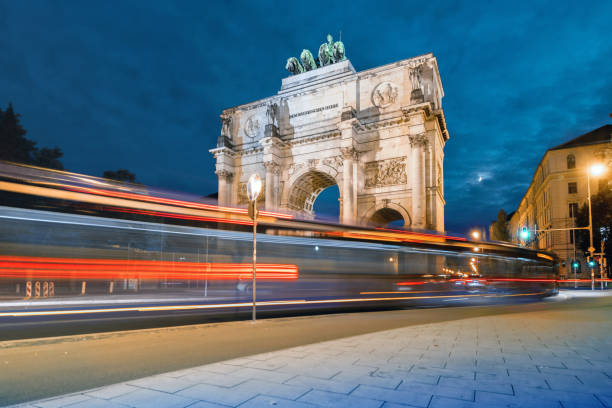 istock illuminated Victory Gate in Munich at blue hour 1349924737