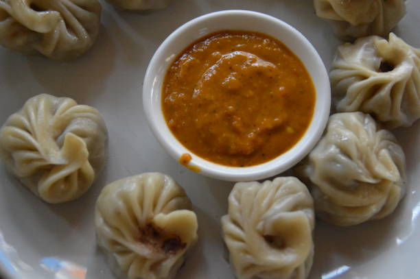 Nepali Steamed Dumpling (momo) stock photo