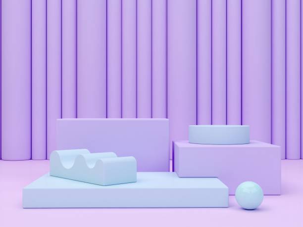 istock Abstract minimal scene with geometrical forms, curves and arches. 1349927811