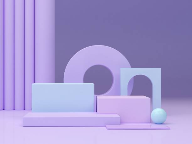 istock Abstract minimal scene with geometrical forms, curves and arches. 1349927813
