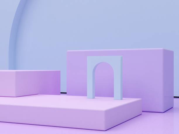 istock Abstract minimal scene with geometrical forms, curves and arches. 1349927820