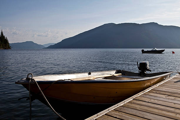 lac shuswap en colombie-britannique au canada, au lever du soleil. - runabout photos et images de collection