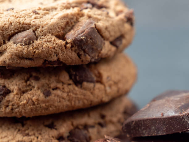 istock Chocolate chip cookies on a gray background 1349943704