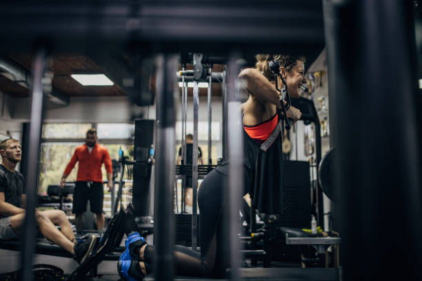 istock Woman training in gym 1349944258