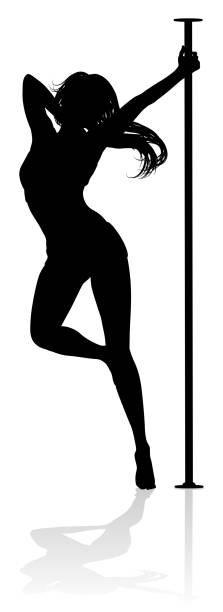 pole dancing frau silhouette - female stripper stock-grafiken, -clipart, -cartoons und -symbole