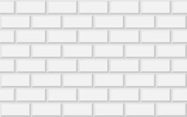 Vector illustration of Brick wall seamless background, brick wall pattern, brick wall surface, Texture brick wall, white brick wall background.