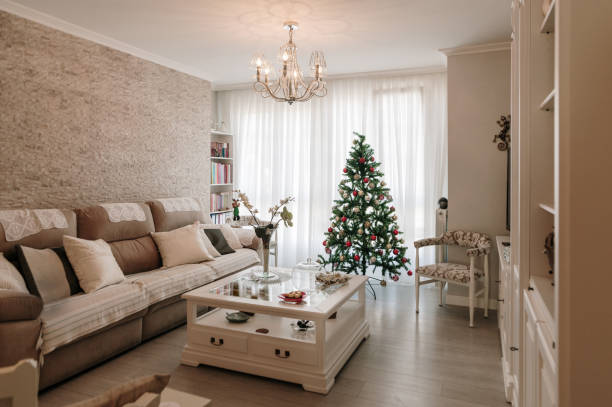 istock Living room with Christmas tree 1349954961