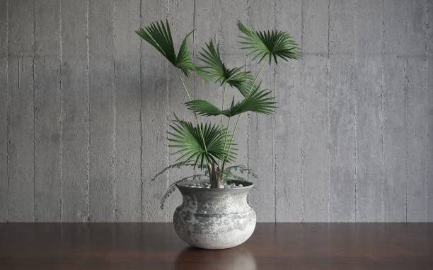 istock Decorative flowers in a vase on the table. 3D illustration, cg render 1349960484