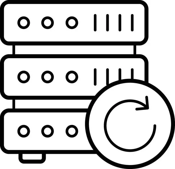 Vector illustration of relational databases backup and restore Concept, Implicit Management Vector Icon Design, Big data Symbol, Business intelligence Sign,Web hosting and Data Center Stock Illustration