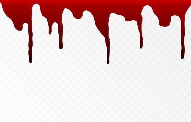 wektorowe krople krwi na izolowanym przezroczystym tle. krople, odpryski krwi png, kroplówki krwi png. - blood stock illustrations